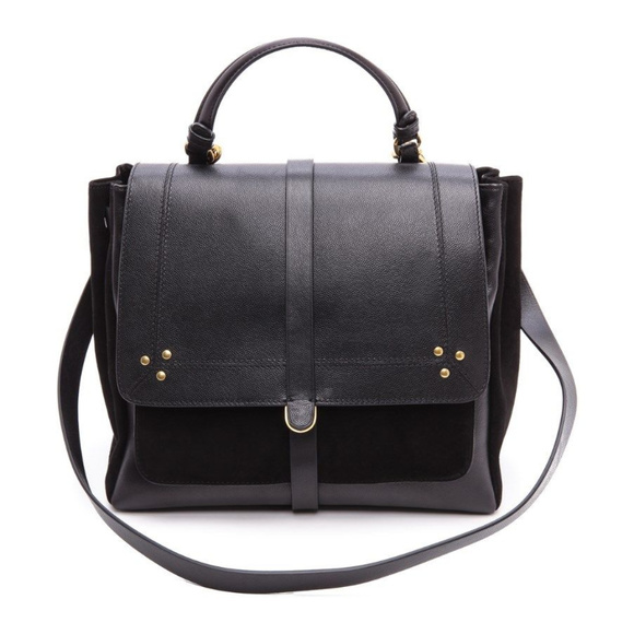 JEROME DREYFUSS Edouard Lambskin & Suede Black Bag - Picture 6 of 8